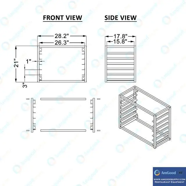 Alt view image 4 of 6 - Wall Mounted Sheet/Bun Pan Rack - 28" x 18" x 21". Fits 6 Full-Size Sheet Pans. NSF