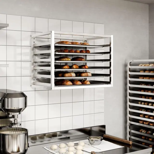 Alt view image 5 of 6 - Wall Mounted Sheet/Bun Pan Rack - 28" x 18" x 21". Fits 6 Full-Size Sheet Pans. NSF