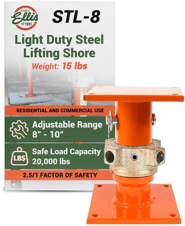 Main image of Manufacturing Light-Duty Construction Jack Post, Adjustable Screw Jack Lift for Floor Leveling, Beams & Concrete, 20,000 lb Capacity, 8"-10" Range, House Jack for Support, Leveling & Repairs