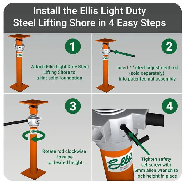 Alt view image 5 of 6 - Manufacturing Light-Duty Construction Jack Post, Adjustable Screw Jack Lift for Floor Leveling, Beams & Concrete, 20,000 lb Capacity, 8"-10" Range, House Jack for Support, Leveling & Repairs