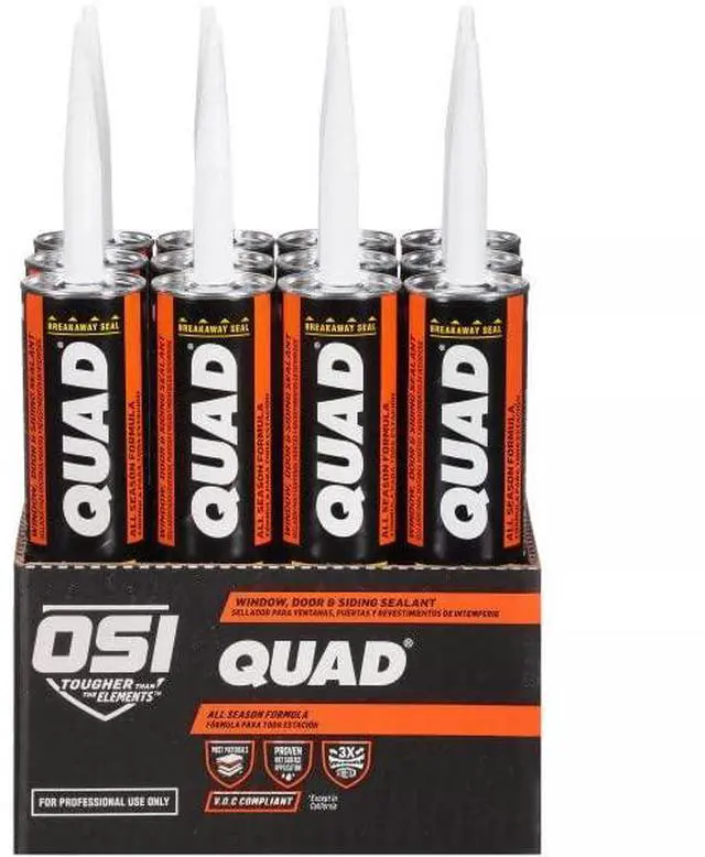 Main image of OSI Quad Window, Door and Siding Sealant Black 003, 10 fl oz, 1, Cartridge (12 Pack)