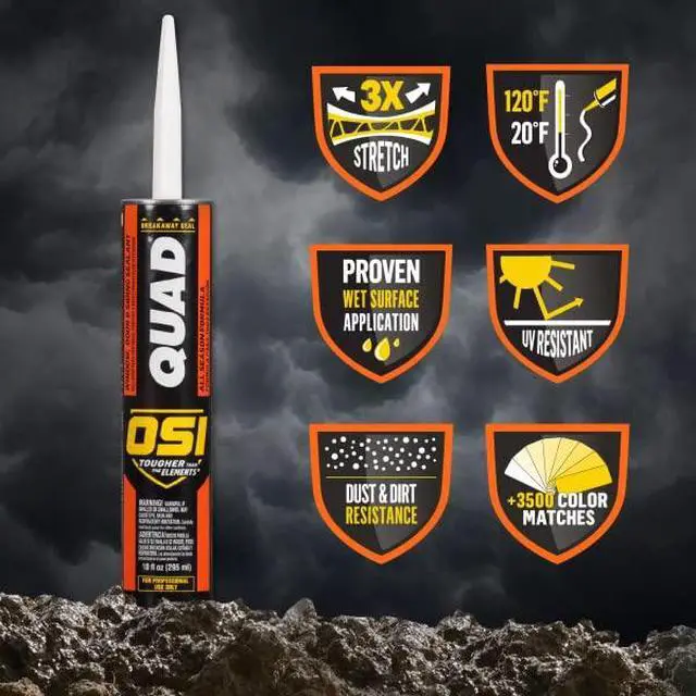 Alt view image 5 of 6 - OSI Quad Window, Door and Siding Sealant Black 003, 10 fl oz, 1, Cartridge (12 Pack)