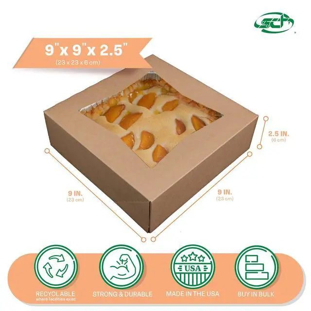 Alt view image 2 of 4 - SCT Kraft Window Bakery Boxes, 9 x 9 x 2.5, Brown, Paper, 200/Carton