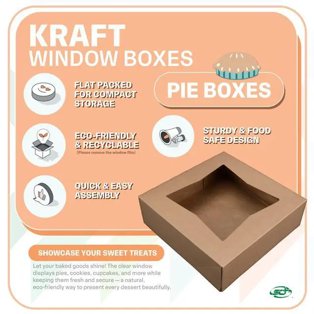 Alt view image 3 of 4 - SCT Kraft Window Bakery Boxes, 9 x 9 x 2.5, Brown, Paper, 200/Carton