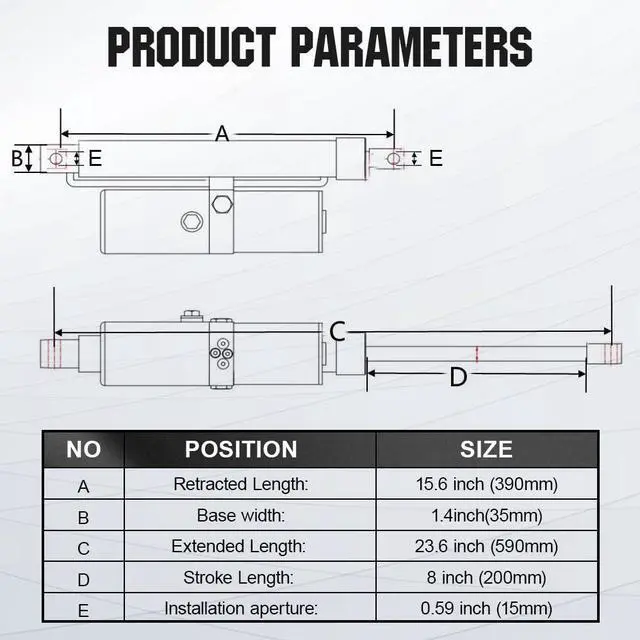Alt view image 4 of 6 - Heavy Duty (1700 lbs/10 inch/300W) Hydraulic Linear Actuator,Waterproof IP 65, DC 12V High Force Actuator for Farm Garden Equipment Utility Vehicle Industrial Usage