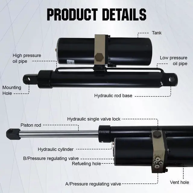 Alt view image 6 of 6 - Heavy Duty (1700 lbs/10 inch/300W) Hydraulic Linear Actuator,Waterproof IP 65, DC 12V High Force Actuator for Farm Garden Equipment Utility Vehicle Industrial Usage