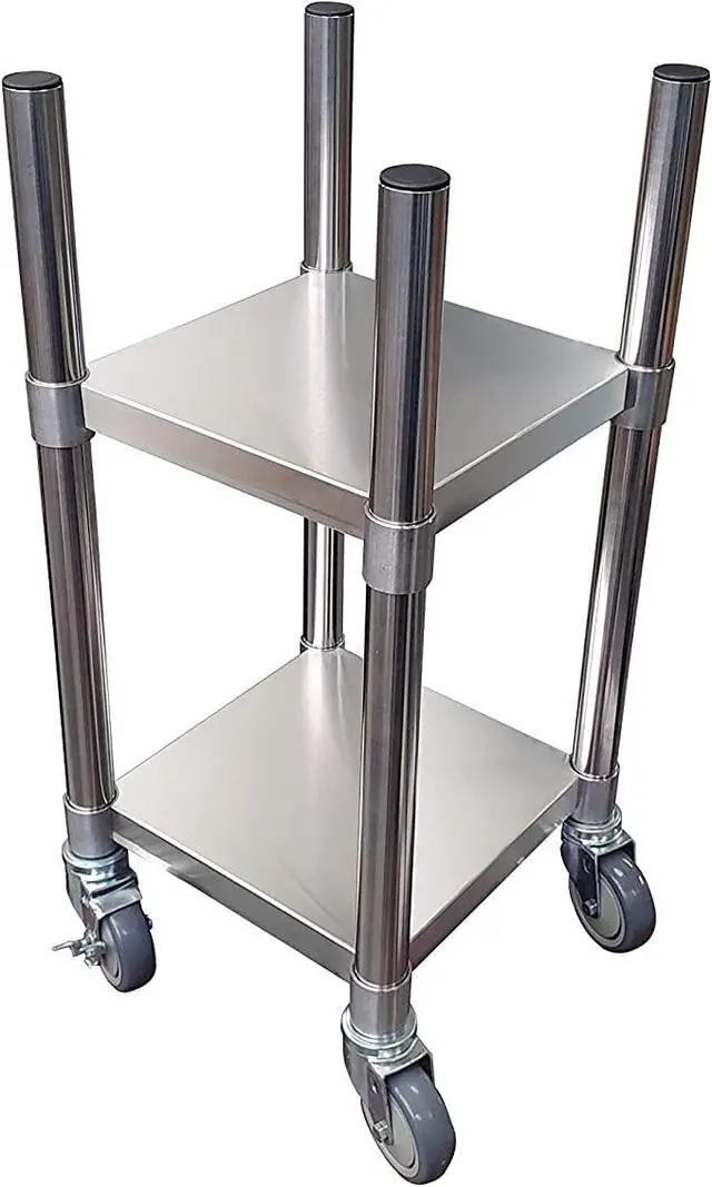 Alt view image 2 of 5 - Commercial Stainless Steel Rice Warmer Cart Stand with Wheels 14" x 14" Mobile Utility Stand for Kitchens & Restaurants | Heavy-Duty Design