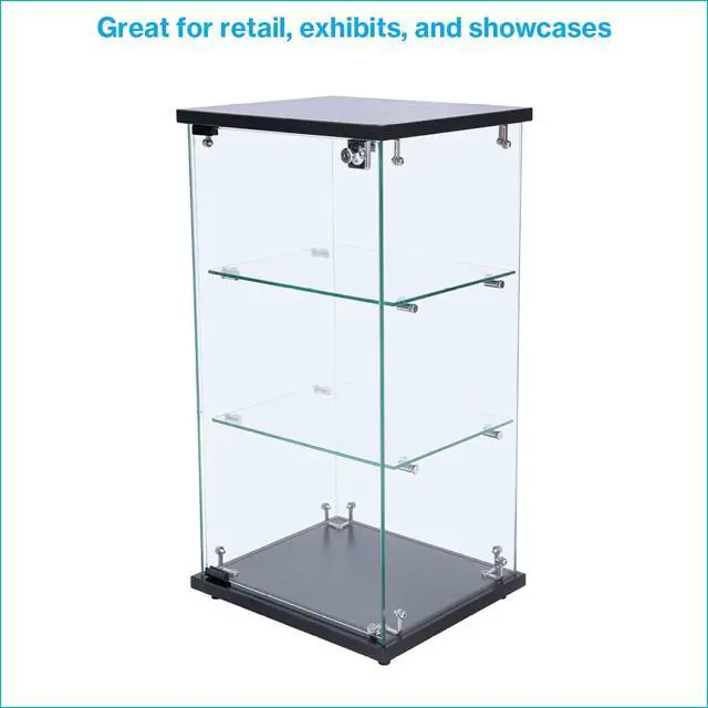 Alt view image 2 of 6 - Infinity Countertop Glass Display Case (Ready to Assemble) - 12-1/4"W x 14-1/4"D x 27-1/4"H - Showcase Cabinet Bookcase with Lock, Perfect for Displaying Smaller Items