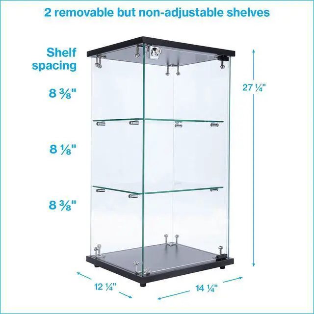 Alt view image 5 of 6 - Infinity Countertop Glass Display Case (Ready to Assemble) - 12-1/4"W x 14-1/4"D x 27-1/4"H - Showcase Cabinet Bookcase with Lock, Perfect for Displaying Smaller Items