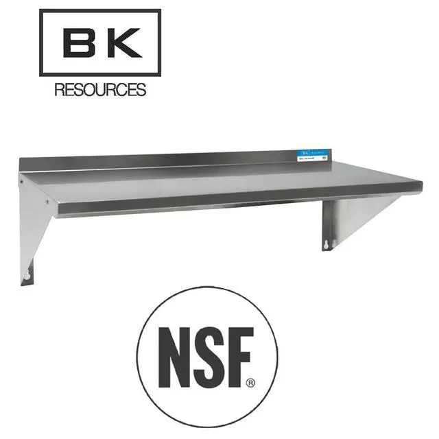 Alt view image 3 of 4 - s Stainless Steel Wall Shelf, 16"x 72", 18 Gauge T-430 Steel, NSF Commercial Kitchen Food Service Use, 1.5" Backsplash, Angle Supports, BKWSE-1672