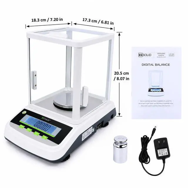 Alt view image 5 of 6 - 500g x 0.001g Analytical Balance, High Precision 1mg Digital Lab Scale, 2 LCD Screens, RS232 & USB Interface, 19 Weighing Units