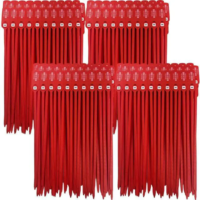 Main image of Red Plastic Security Seals (16") - Large Self Locking Shipping Seal with Print Progressive Numbering Tamper Proof for Trucks, Trailers, Cargo, Containers, Luggage (400ct)