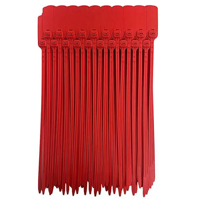 Alt view image 2 of 5 - Red Plastic Security Seals (16") - Large Self Locking Shipping Seal with Print Progressive Numbering Tamper Proof for Trucks, Trailers, Cargo, Containers, Luggage (400ct)