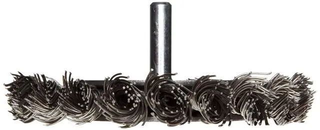 Alt view image 3 of 4 - 17682 3-1/4" Stem-Mounted Knot Wire Wheel,.020" Steel Fill, 1/4" Stem, Made in The USA (Pack of 5)