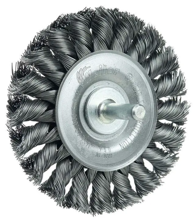 Alt view image 4 of 4 - 17682 3-1/4" Stem-Mounted Knot Wire Wheel,.020" Steel Fill, 1/4" Stem, Made in The USA (Pack of 5)