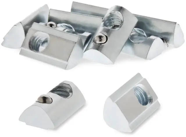 Main image of 8020, 13040, 15 40 Series 5/16-18 Steel Self Aligning Roll in T-Nut with Ball Spring - T Slot Accessories for Aluminum Extrusion - Hardware Nuts (100 Pack)