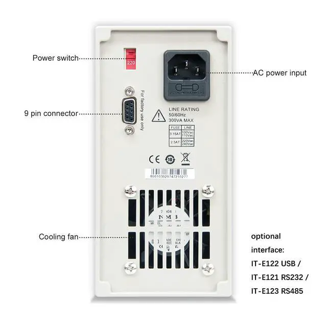 Alt view image 3 of 6 - Variable DC Power Supply 60V/5A/100W Adjustable Lab Bench Power Supply IT6720