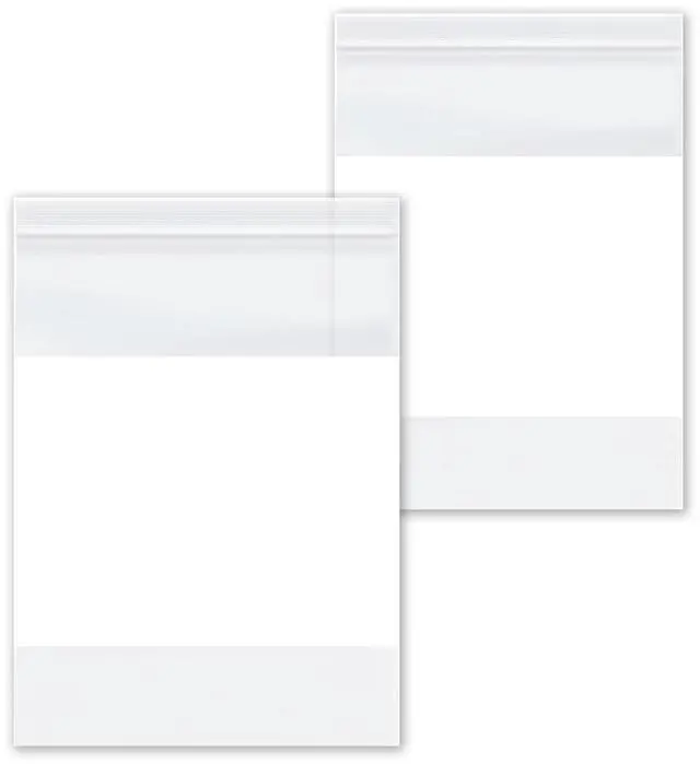 Main image of PSBM 1000 Count 4 Mil 10 Inch x 13 Inch, White Block Reclosable Poly Bags, With Write-On Block, Clear Zip Plastic Bag, Lock Seal Zipper For Packing, Storing, Organizing & Shipping Products