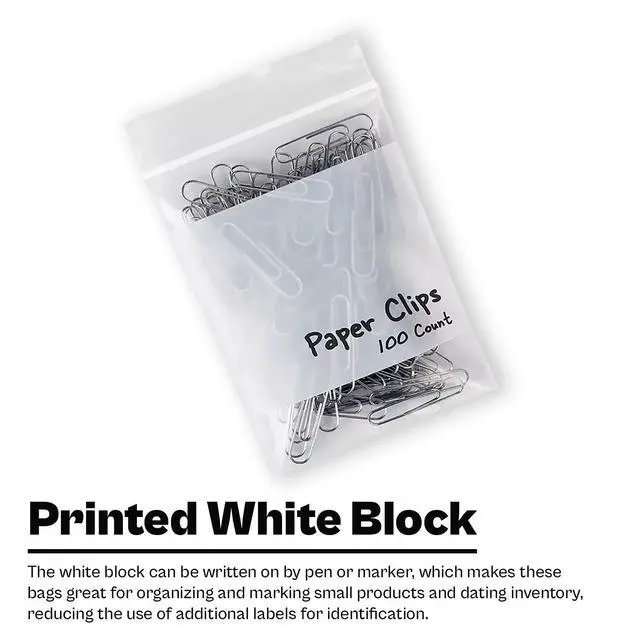 Alt view image 6 of 6 - PSBM 1000 Count 4 Mil 10 Inch x 13 Inch, White Block Reclosable Poly Bags, With Write-On Block, Clear Zip Plastic Bag, Lock Seal Zipper For Packing, Storing, Organizing & Shipping Products