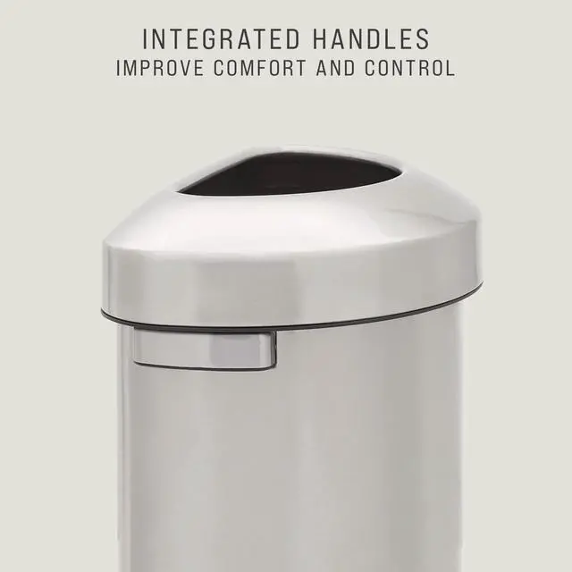 Alt view image 4 of 6 - Refine Decorative Container, 16 Gallon, Half Round Stainless Steel Trash Can, Indoor for Hotel Lobbies/Conference Rooms/Airports