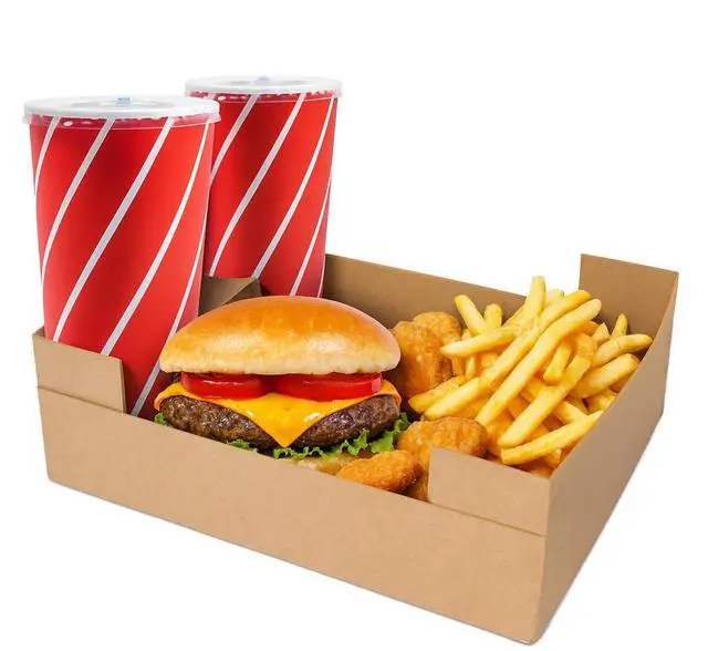 Main image of MeyerPak Food Service Recycled Super Sturdy Kraft Cardboard Trays, Earth-Friendly Disposable Brown Food Tray, Versatile Food Packaging, Stadium Tray, 11 x 8.75 x 2.5, Pack of 250