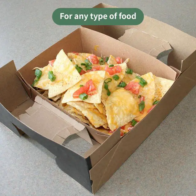 Alt view image 4 of 6 - MeyerPak Food Service Recycled Super Sturdy Kraft Cardboard Trays, Earth-Friendly Disposable Brown Food Tray, Versatile Food Packaging, Stadium Tray, 11 x 8.75 x 2.5, Pack of 250