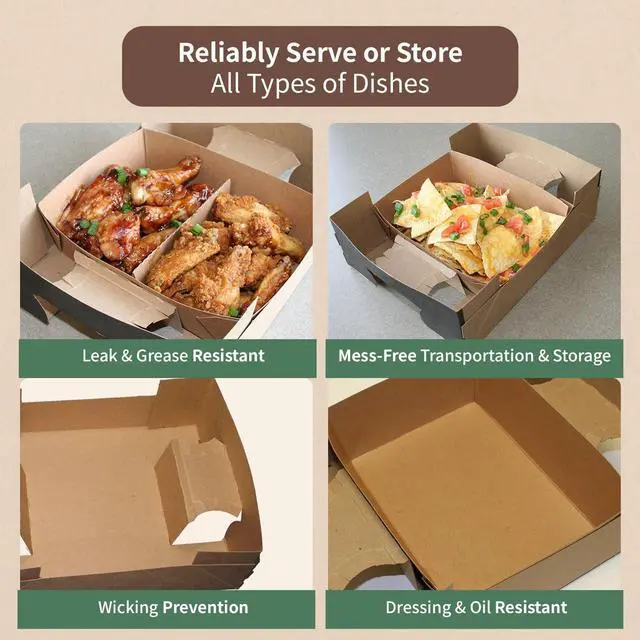 Alt view image 5 of 6 - MeyerPak Food Service Recycled Super Sturdy Kraft Cardboard Trays, Earth-Friendly Disposable Brown Food Tray, Versatile Food Packaging, Stadium Tray, 11 x 8.75 x 2.5, Pack of 250