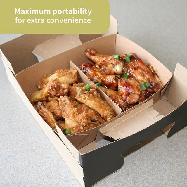 Alt view image 6 of 6 - MeyerPak Food Service Recycled Super Sturdy Kraft Cardboard Trays, Earth-Friendly Disposable Brown Food Tray, Versatile Food Packaging, Stadium Tray, 11 x 8.75 x 2.5, Pack of 250