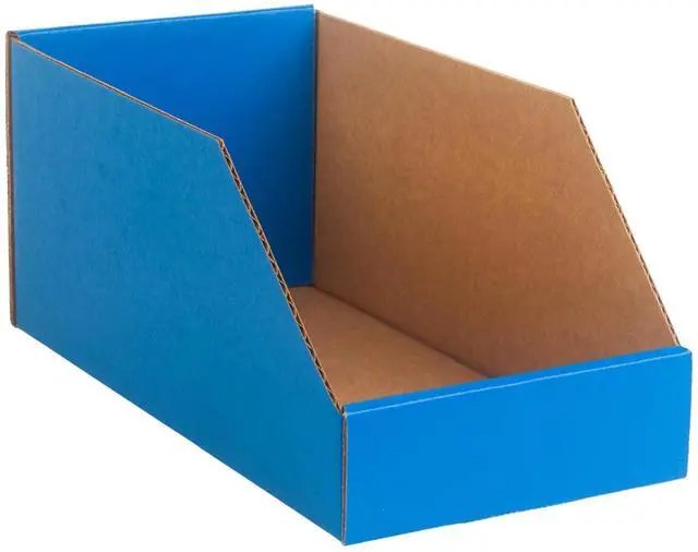 Main image of Hudson Exchange 6x12x5.5" (100 Pack) Corrugated Parts Bin Box For Storage & Organization, Blue