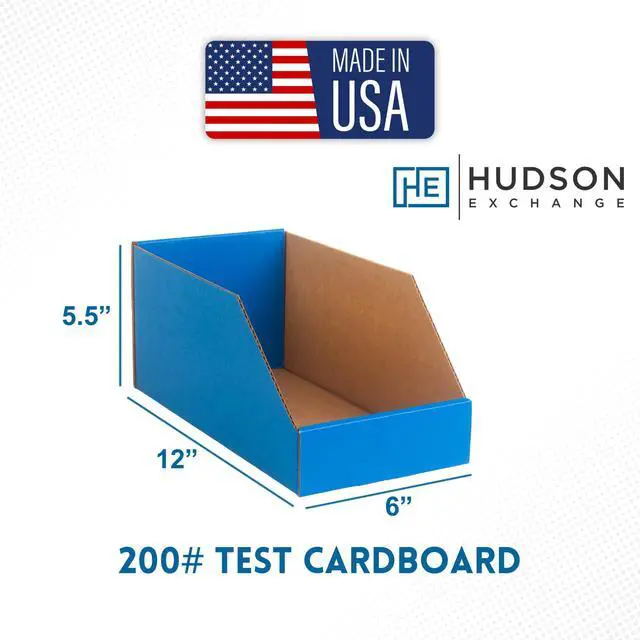 Alt view image 2 of 4 - Hudson Exchange 6x12x5.5" (100 Pack) Corrugated Parts Bin Box For Storage & Organization, Blue