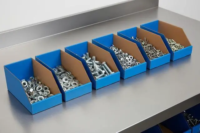 Alt view image 4 of 4 - Hudson Exchange 6x12x5.5" (100 Pack) Corrugated Parts Bin Box For Storage & Organization, Blue