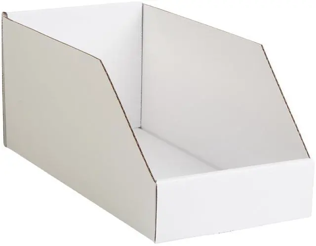 Main image of Hudson Exchange 6x12x5.5" (100 Pack) Corrugated Parts Bin Box For Storage & Organization, White