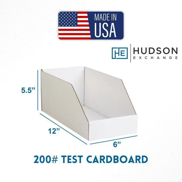 Alt view image 2 of 4 - Hudson Exchange 6x12x5.5" (100 Pack) Corrugated Parts Bin Box For Storage & Organization, White