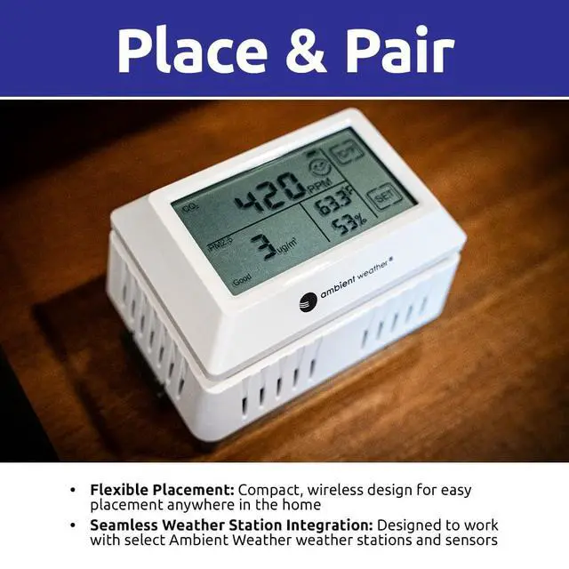 Alt view image 5 of 6 - AQIN Pro Wireless Indoor Air Quality Index with PM1, PM2.5, PM4, PM10 and CO2 Particulate Monitor