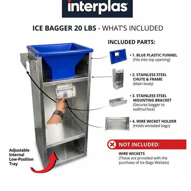 Alt view image 2 of 6 - 8 LB -20 LB Ice Bagger, Ice Bag Filler Stand, Ice Bagger for Ice Machine, Perfect for 8lbs -20lbs Ice Bags on Plastic or Metal Wicket-Designed for Convenience Store and Commercial Use- by