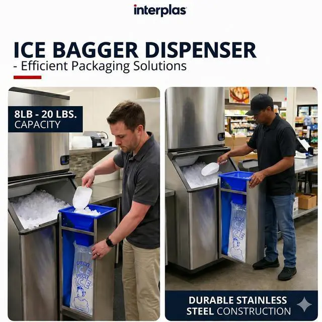 Alt view image 3 of 6 - 8 LB -20 LB Ice Bagger, Ice Bag Filler Stand, Ice Bagger for Ice Machine, Perfect for 8lbs -20lbs Ice Bags on Plastic or Metal Wicket-Designed for Convenience Store and Commercial Use- by