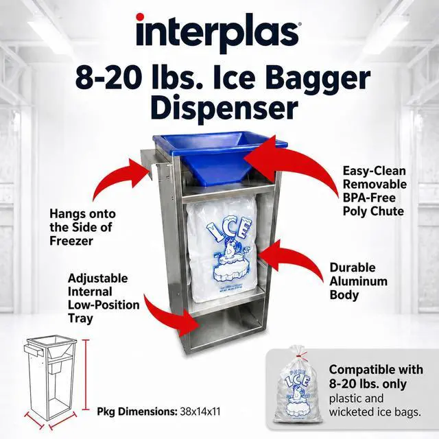 Alt view image 4 of 6 - 8 LB -20 LB Ice Bagger, Ice Bag Filler Stand, Ice Bagger for Ice Machine, Perfect for 8lbs -20lbs Ice Bags on Plastic or Metal Wicket-Designed for Convenience Store and Commercial Use- by
