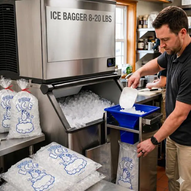Alt view image 6 of 6 - 8 LB -20 LB Ice Bagger, Ice Bag Filler Stand, Ice Bagger for Ice Machine, Perfect for 8lbs -20lbs Ice Bags on Plastic or Metal Wicket-Designed for Convenience Store and Commercial Use- by