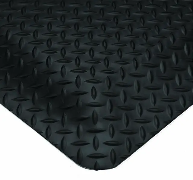 Main image of Diamond-Plate Select UltraSoft Mat - Black. Anti-Fatigue Workstation Mat. 3' W x 5' L x 15/16" Thickness. PVC Vinyl Surface with PVC Sponge. For Dry Industrial Use (495.1516x3x5BK)