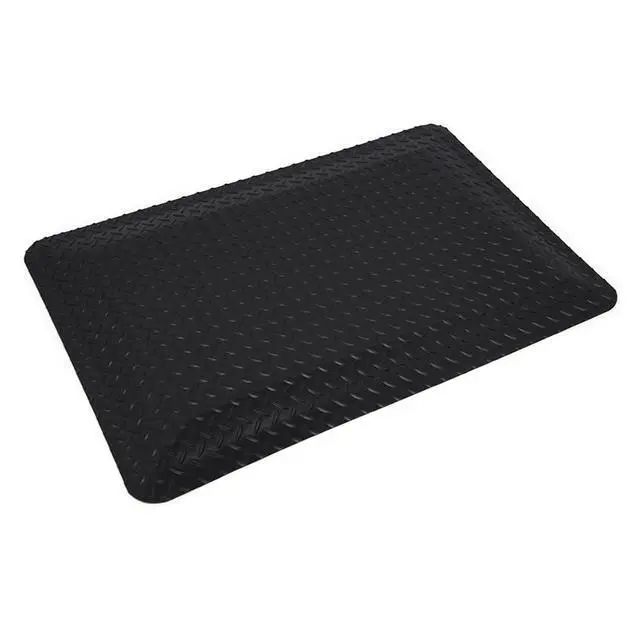 Alt view image 2 of 3 - Diamond-Plate Select UltraSoft Mat - Black. Anti-Fatigue Workstation Mat. 3' W x 5' L x 15/16" Thickness. PVC Vinyl Surface with PVC Sponge. For Dry Industrial Use (495.1516x3x5BK)