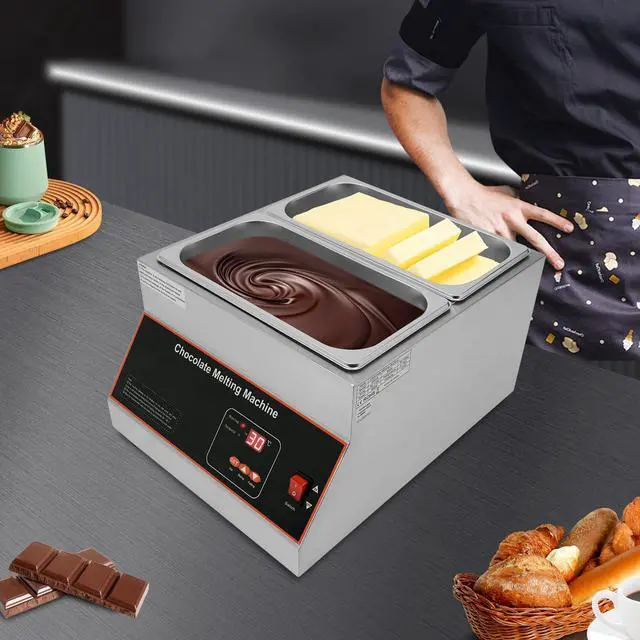 Alt view image 4 of 6 - Chocolate Melting Pot, 500W 12kg/26.5lbs Electric Chocolate Tempering Machine, Stainless Steel Commercial Chocolate Melter Food Warmer for Catering Restaurant, 2 Tanks, 32-203°F
