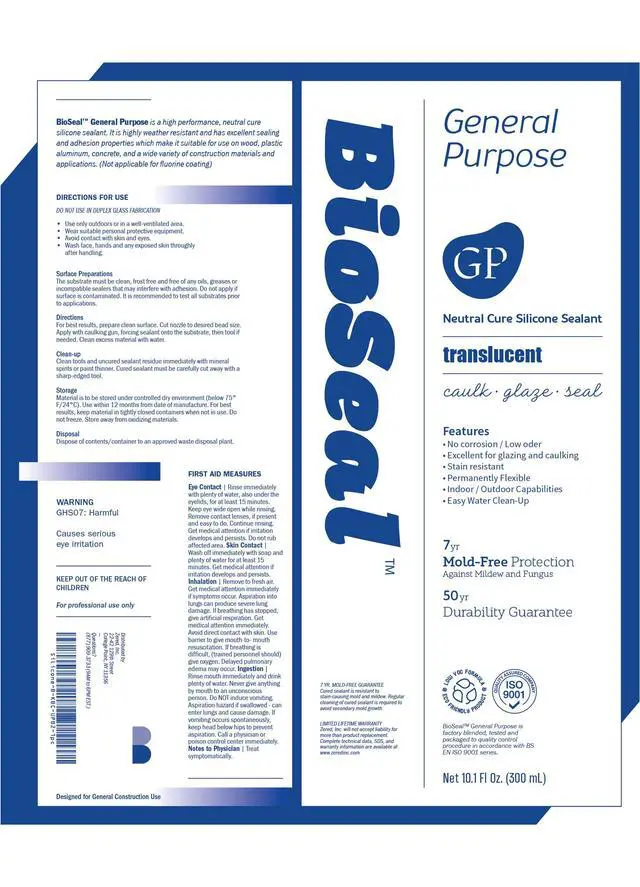 Alt view image 3 of 6 - Translucent BioSeal 100% RTV Silicone Sealant Caulk General Purpose, Waterproof and No Odor 10.1 Ounce Cartridge -Translucent 50 Set