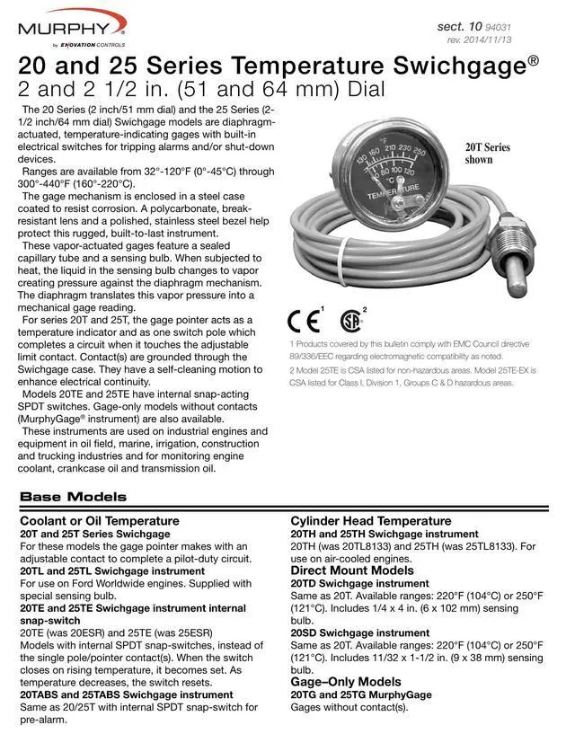 Alt view image 2 of 4 - 20T-250-20-1/2 Temperature Swichgage (10702050)