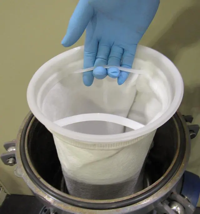 Alt view image 2 of 2 - Filtration #2 Size 1 Micron Liquid Filter Bags, 50 Pack, Polyester Felt with Polypropylene Rings, 7-1/16" Diameter x 32" Length, 4.4 Sq. Ft. Surface Area, Welded Seam for Industrial Filtration