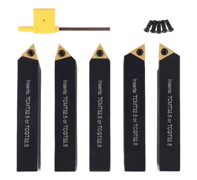 Alt view image 5 of 6 - Accusize Indexable Turning Tool, 3/4 in, 2380-5123 | 3/4" Shank, 4-1/2" OAL, 5 Pc Set with TCMT 32.5 Carbide Inserts, STACR, STNCR, STECN, STDCR, STCCR Holders