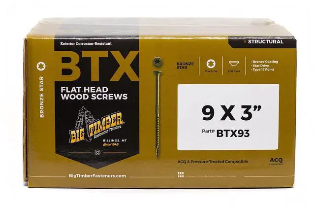 Main image of BTX93#9 by 3-inch T-25-drive bit Bronze Star Flat Head Screws-Exterior,(2000 per Box)