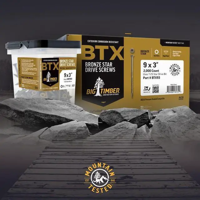 Alt view image 2 of 5 - BTX93#9 by 3-inch T-25-drive bit Bronze Star Flat Head Screws-Exterior,(2000 per Box)