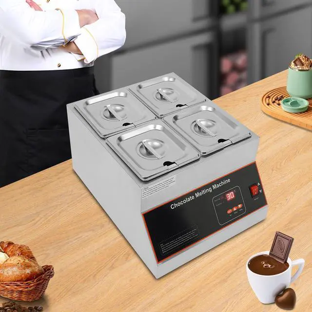 Alt view image 4 of 6 - Chocolate Melting Pot, 500W 12kg/26.5lbs Electric Chocolate Tempering Machine, Stainless Steel Commercial Chocolate Melter Food Warmer for Catering Restaurant, 4 Tanks, 32-203°F