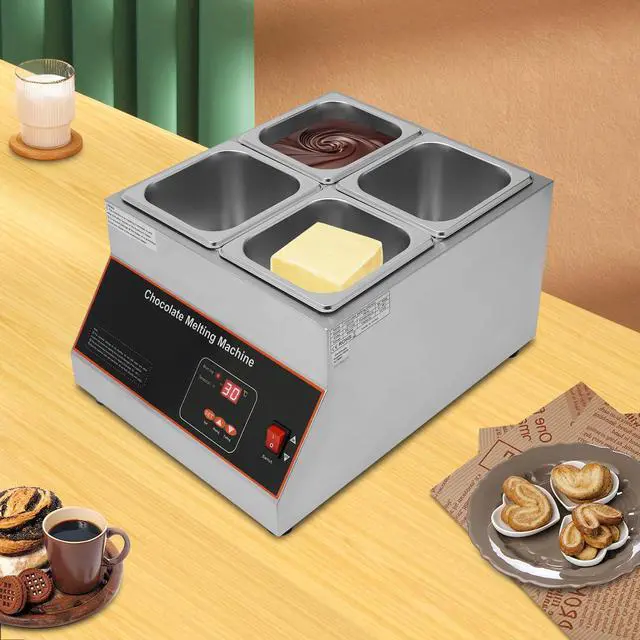 Alt view image 5 of 6 - Chocolate Melting Pot, 500W 12kg/26.5lbs Electric Chocolate Tempering Machine, Stainless Steel Commercial Chocolate Melter Food Warmer for Catering Restaurant, 4 Tanks, 32-203°F