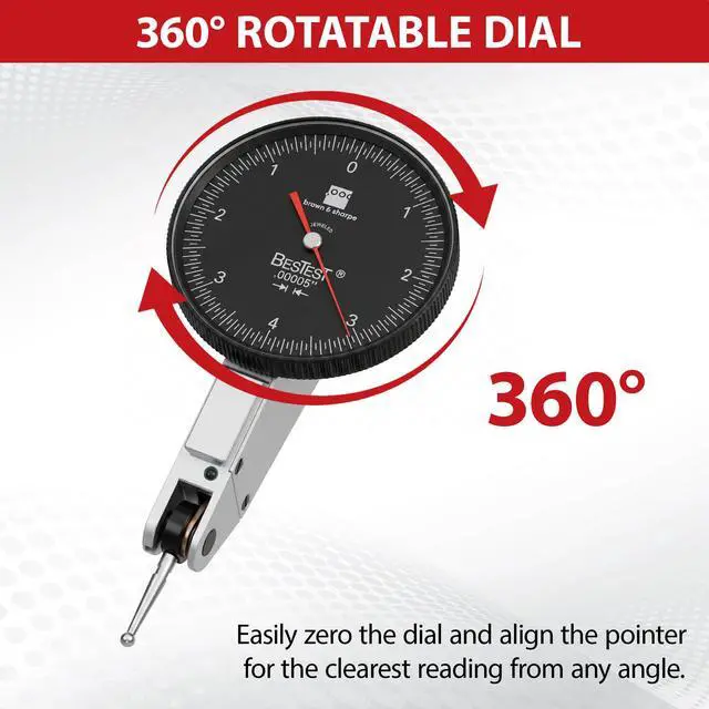 Alt view image 6 of 6 - 599-7031-5 Dial Test Indicator Set, Black Dial, M1.4 x 0.3 Thread, 0-15-0 Reading, 1.5" Dial Diameter, 0"-0.03" Range, 0.0005" Graduation, +/-0.0005" Accuracy